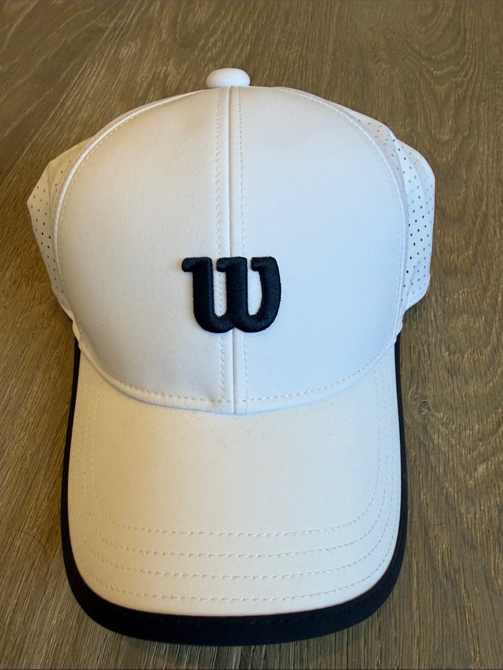 Wilson White Cap with navy Logo and Trim